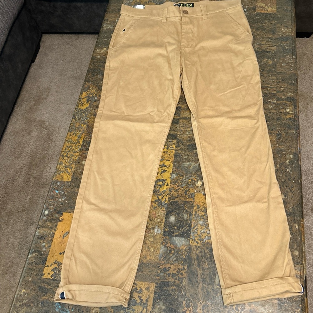 NEW Southpole Flex Mens Khaki Tan Slim Stretch Casual Jeans Pants 34x32